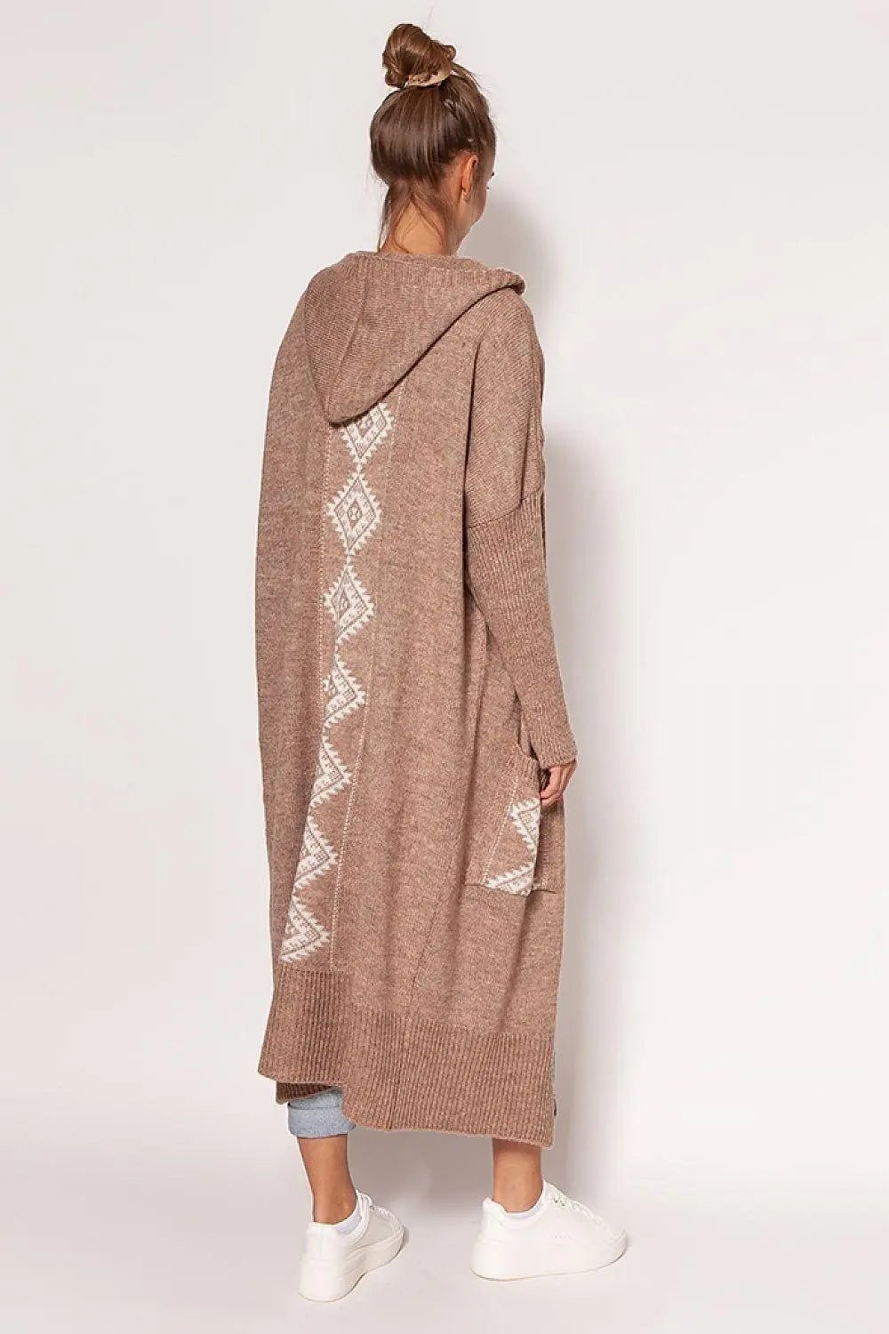 MKM Soft sweater coatwith long sleeves, hood, and pockets - Honesty Sales