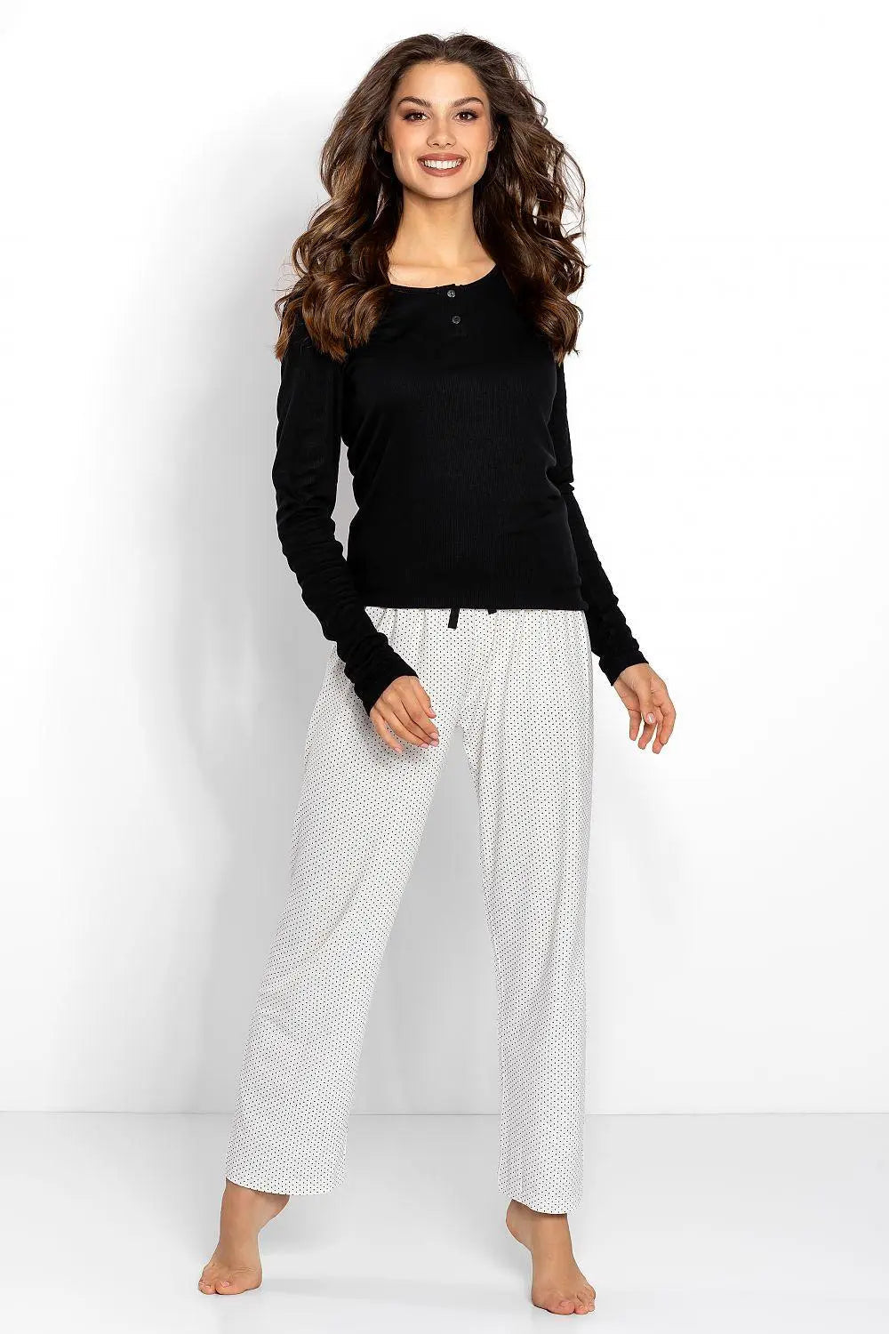 Momenti Per Me black-ecru fashionable womens pajamas - Honesty Sales