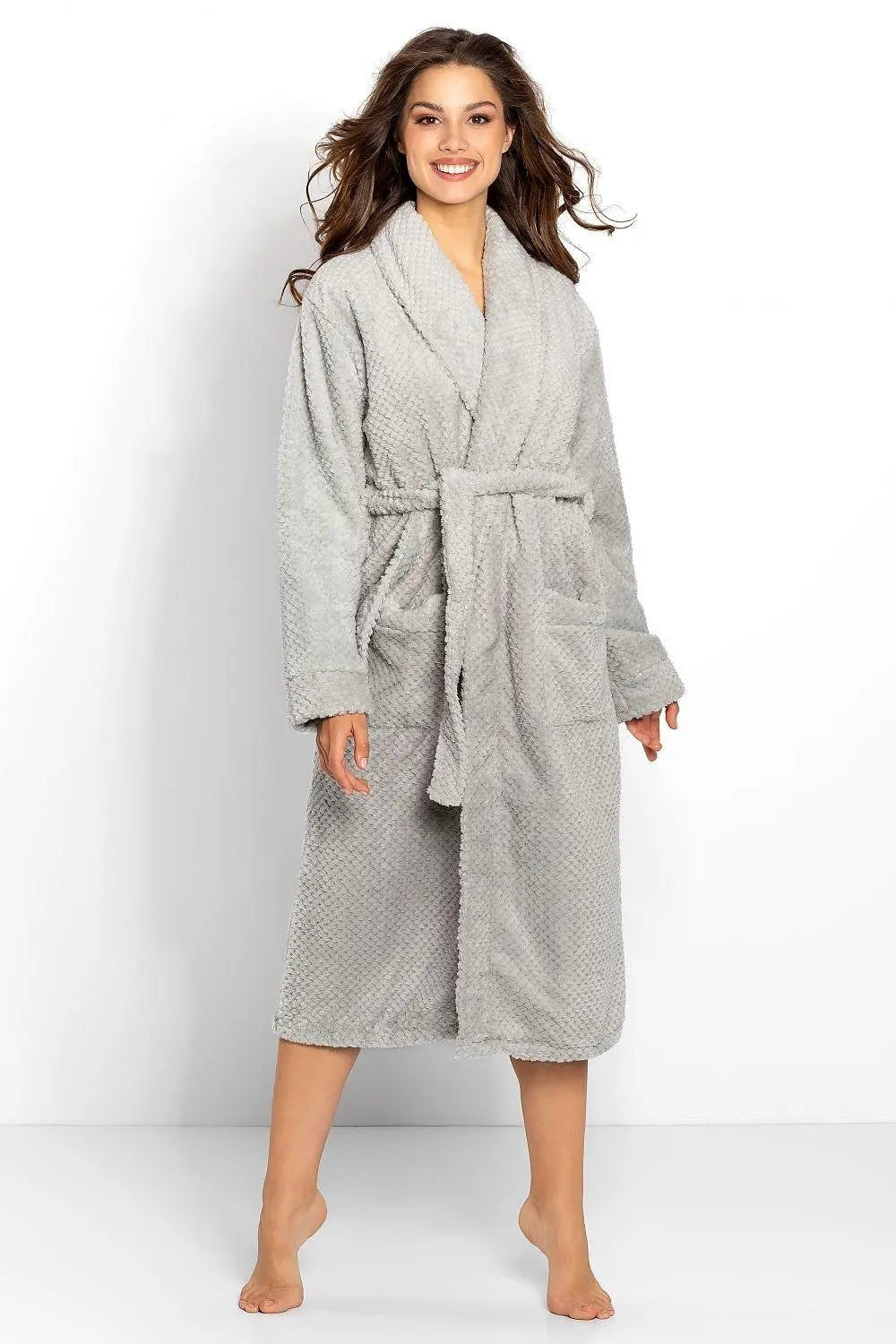 Momenti Per Me knit fabric-shawl collar womens bathrobe - Honesty Sales