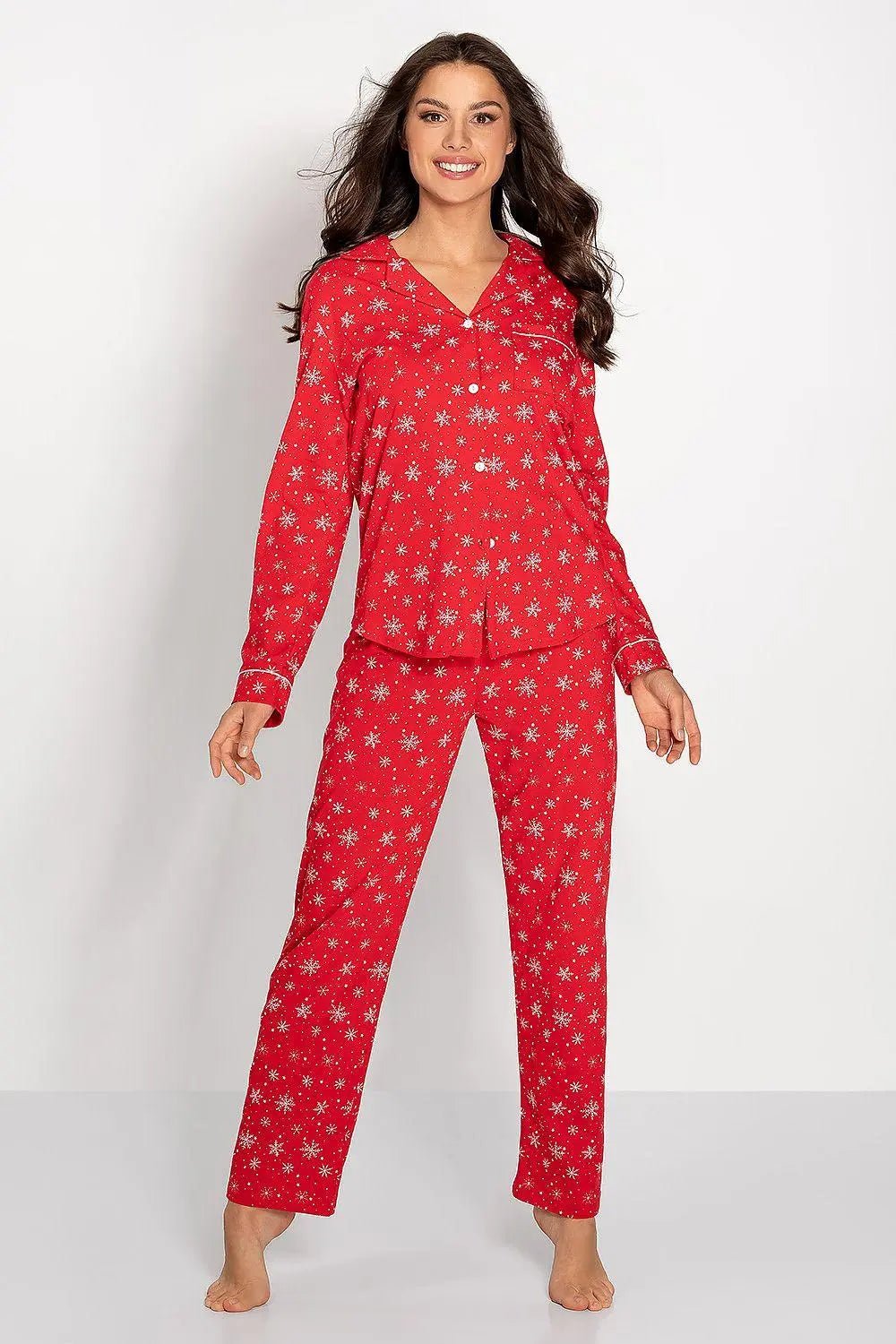 Momenti Per Me sleeve blouse and pant santa pajamas - Honesty Sales