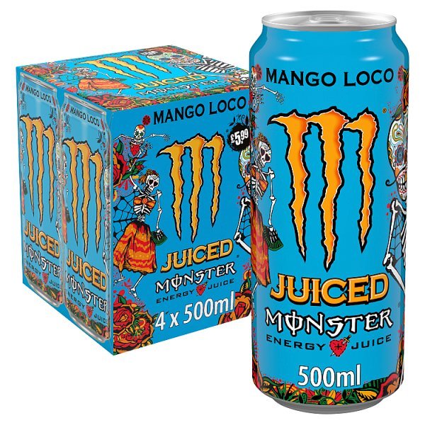 Monster Energy Drink Mango Loco 4 x 500ml (6 x 4x500ml) - Honesty Sales