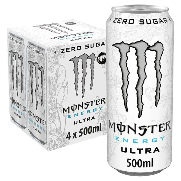 Monster Energy Drink Ultra Zero Sugar 4 x 500ml (Case of 6) - Honesty Sales