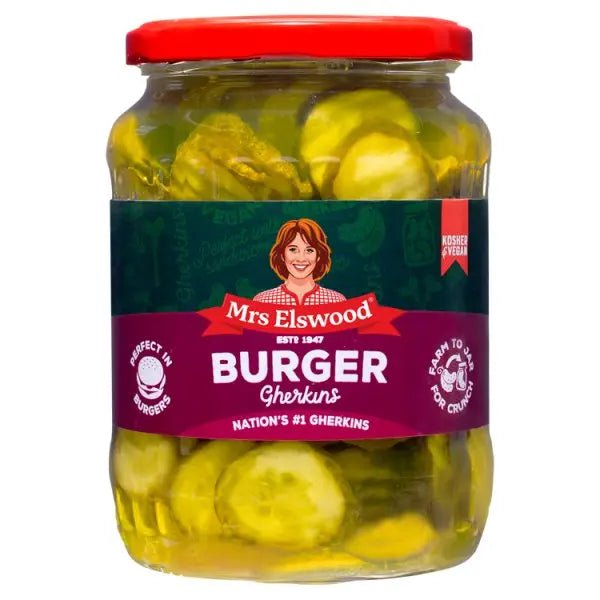 Mrs Elswood Burger Gherkins 670g (Case of 6) - Honesty Sales