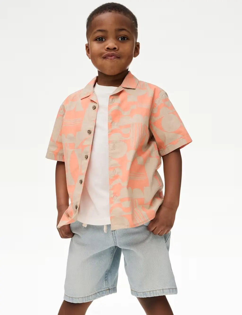 M&S Pure Cotton Printed Shirt & T-Shirt Set (2 - 16 Yrs) - Honesty Sales