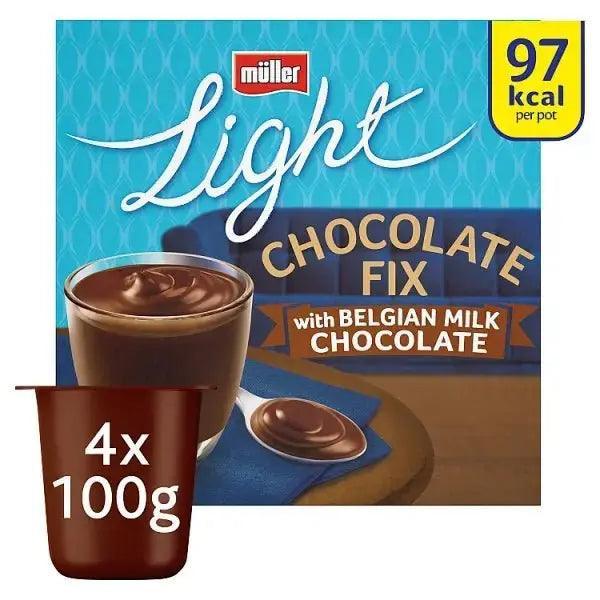 Muller Light Chocolate Fix Milk Chocolate Dessert 4 x 100g (Case of 6) - Honesty Sales