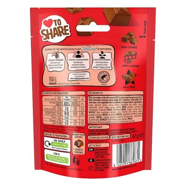 Munchies Milk Chocolate & Caramel Sharing Bag 81g (Case of 10) - Honesty Sales