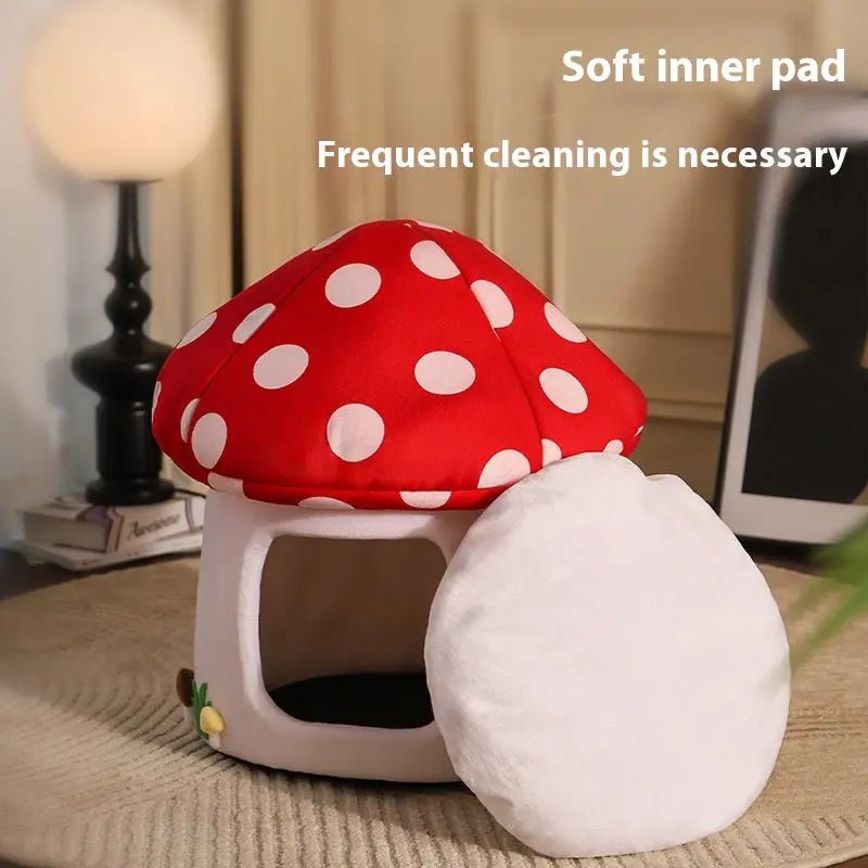 Mushroom Four Seasons Universal Cat Bed Cute Cat Semi - enclosed - Honesty Sales