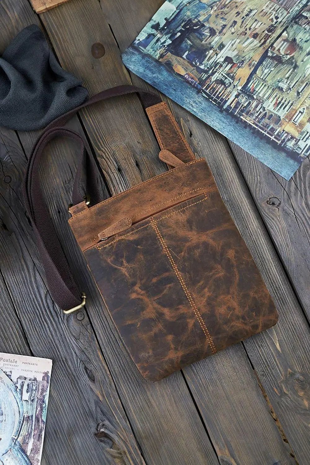 Natural leather bag model 191539 Galanter - Honesty Sales