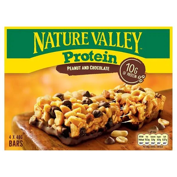 Nature Valley Protein Peanut & Chocolate Cereal Bars 4 x 40g (160g) (Case of 8) - Honesty Sales