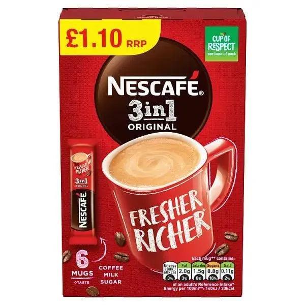 Nescafé 3in1 Original Café Lait Sucre 6 x 17g (102g) (Boîte de 11)  Image secondaire du produit
