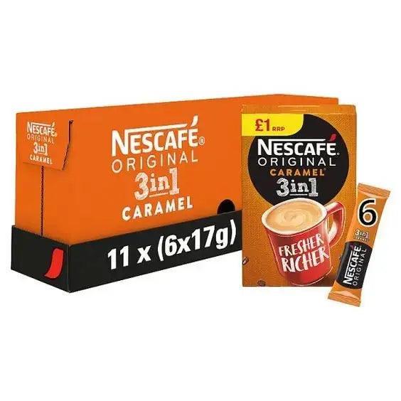 Nescafe Original 3in1 Caramel Instant Coffee, 6 sachets x 17g (Case of 11) - Honesty Sales U.K