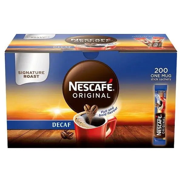 NESCAFE Original Decaf Instant Coffee Sachets - 200 x 1.8g Sticks - Honesty Sales
