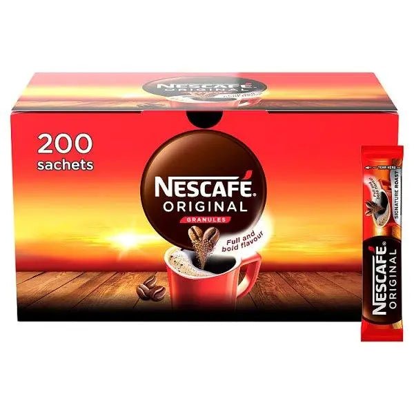 NESCAFE Original Instant Coffee Sachets - 200 x 1.8g Sticks - Honesty Sales