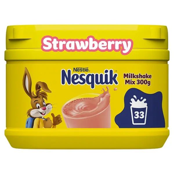 Nesquik Strawberry flavoured milkshake powder 300g tub (Case of 10) - Honesty Sales