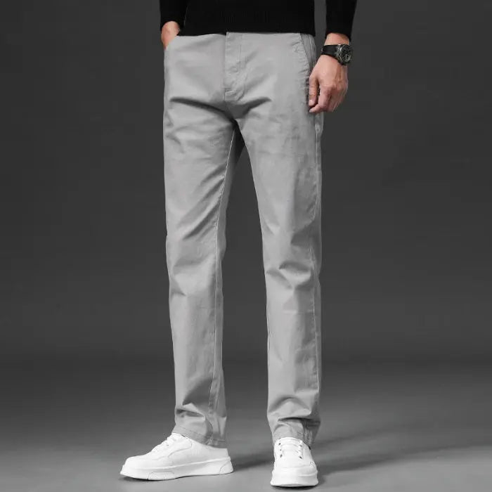 New in Spring Casual Pants Men Straight Fit Cotton Stretch Chino Trouser Male Formal Work Business Dress Khaki Fashion Regular - Honesty Sales