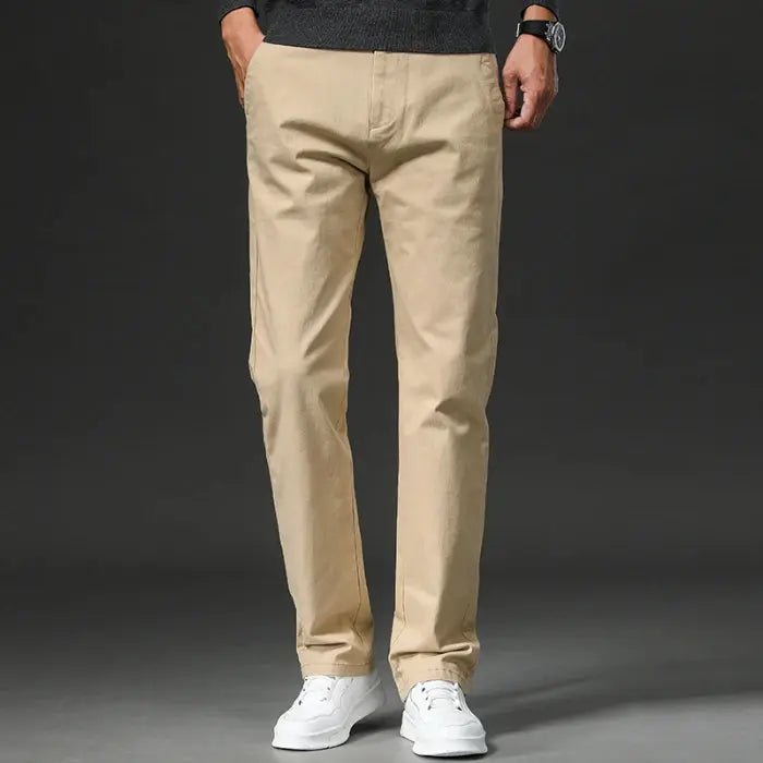 New in Spring Casual Pants Men Straight Fit Cotton Stretch Chino Trouser Male Formal Work Business Dress Khaki Fashion Regular - Honesty Sales