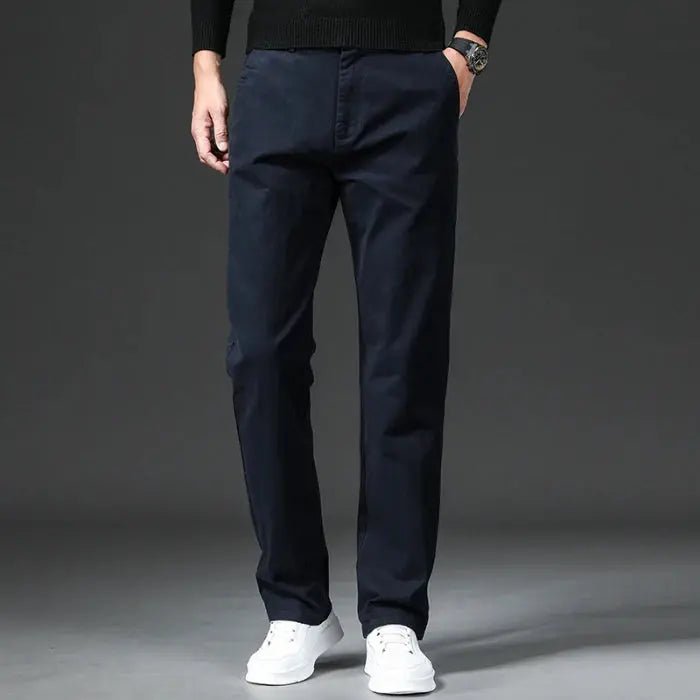 New in Spring Casual Pants Men Straight Fit Cotton Stretch Chino Trouser Male Formal Work Business Dress Khaki Fashion Regular - Honesty Sales