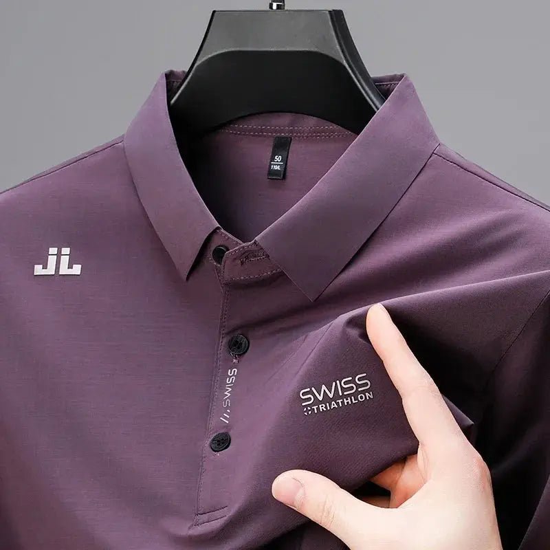 New Men's Casual Short Sleeved Shirt with Badge Solid Color Polo Shirt Versatile Top - Honesty Sales