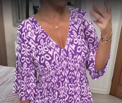 New Plus Size Super Fairy V - neck Floral Dress For Beach Vacation, Loose Long Skirt - Honesty Sales