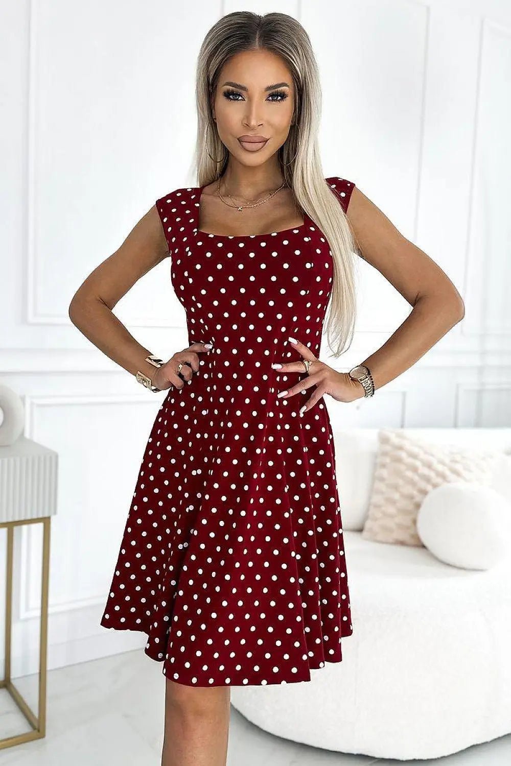 Numoco karo neckline cotton comfortable dress - Honesty Sales