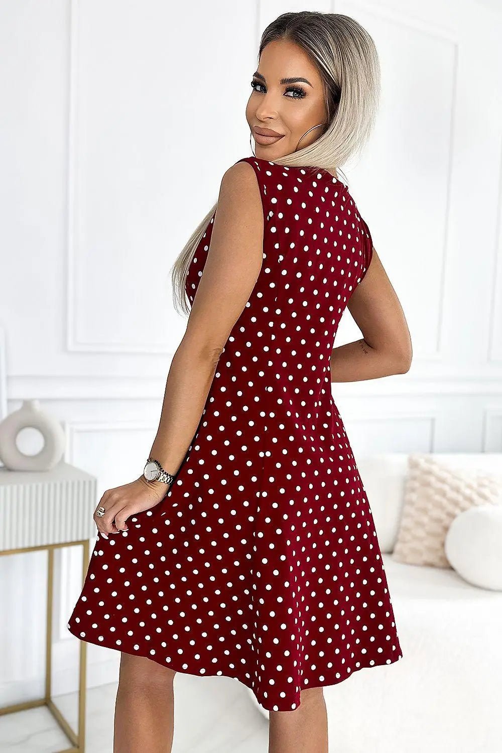 Numoco karo neckline cotton comfortable dress - Honesty Sales