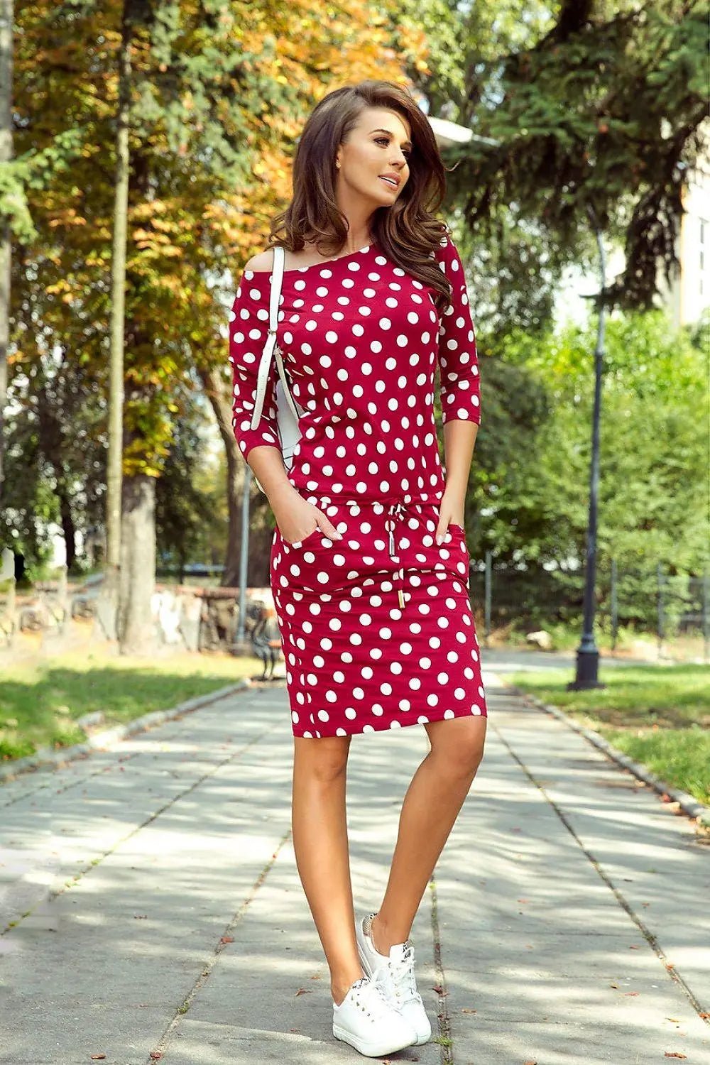 Numoco sporty daydress with 3/4 sleeves, pockets and binding - Honesty Sales