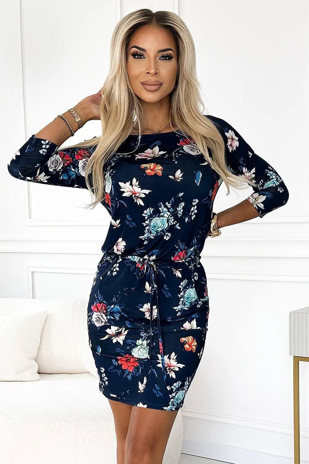 Numoco sporty dress with sleeves, pockets and binding - Honesty Sales