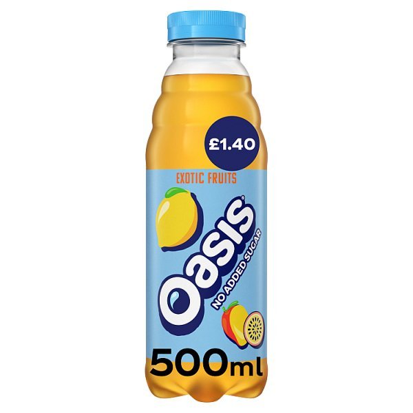 Oasis Exotic Fruits No Added Sugar 500ml PM (12 x 500ml) - Honesty Sales