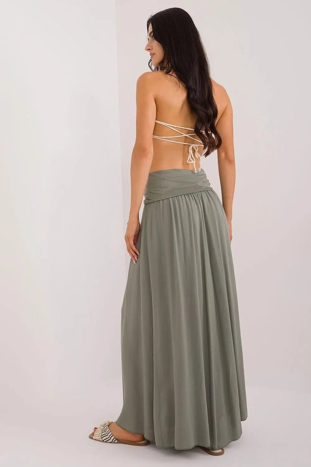 Och Bella smooth, solid material casual maxi skirt - Honesty Sales