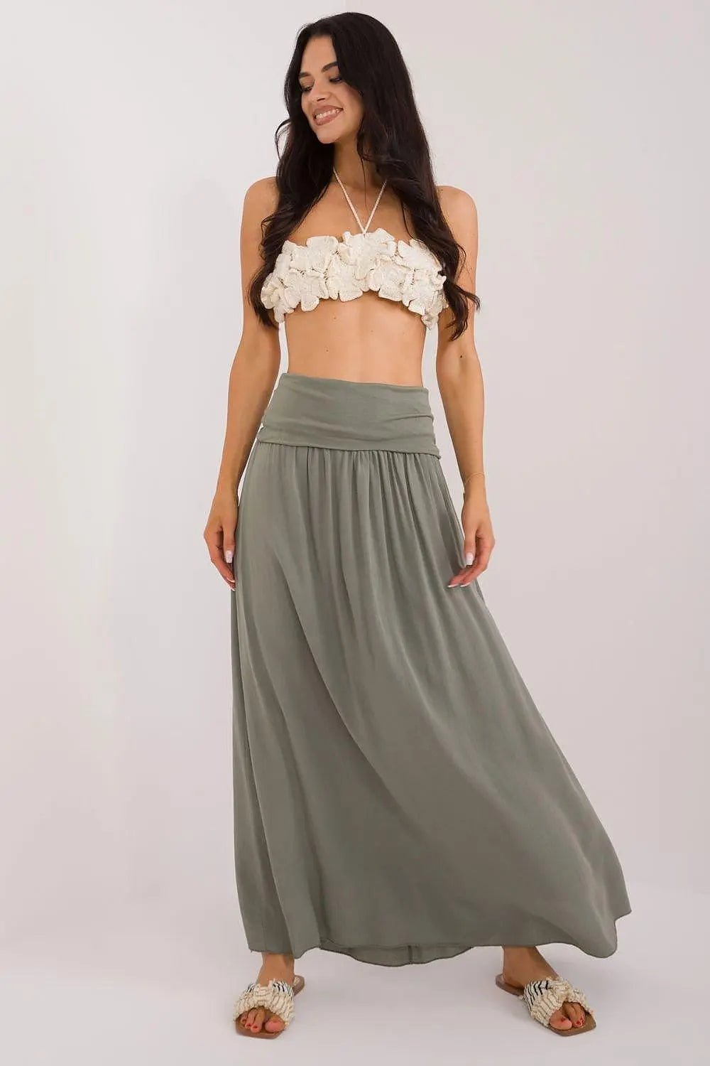 Och Bella smooth, solid material casual maxi skirt - Honesty Sales