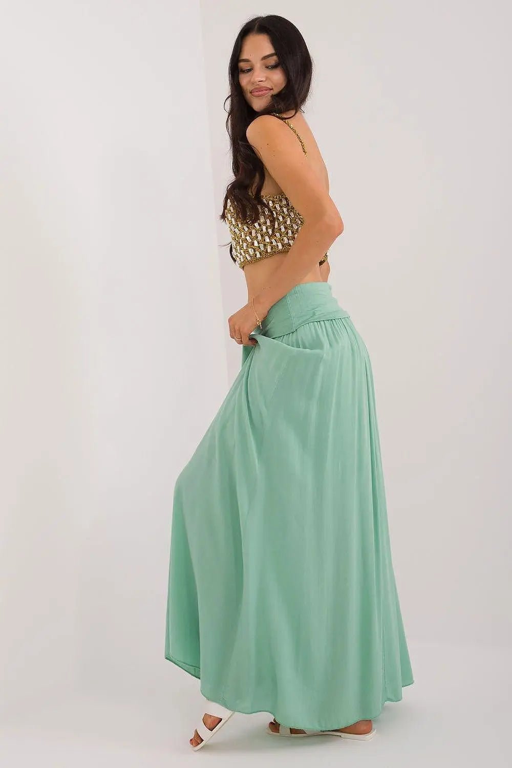 Och Bella smooth, solid material casual maxi skirt - Honesty Sales
