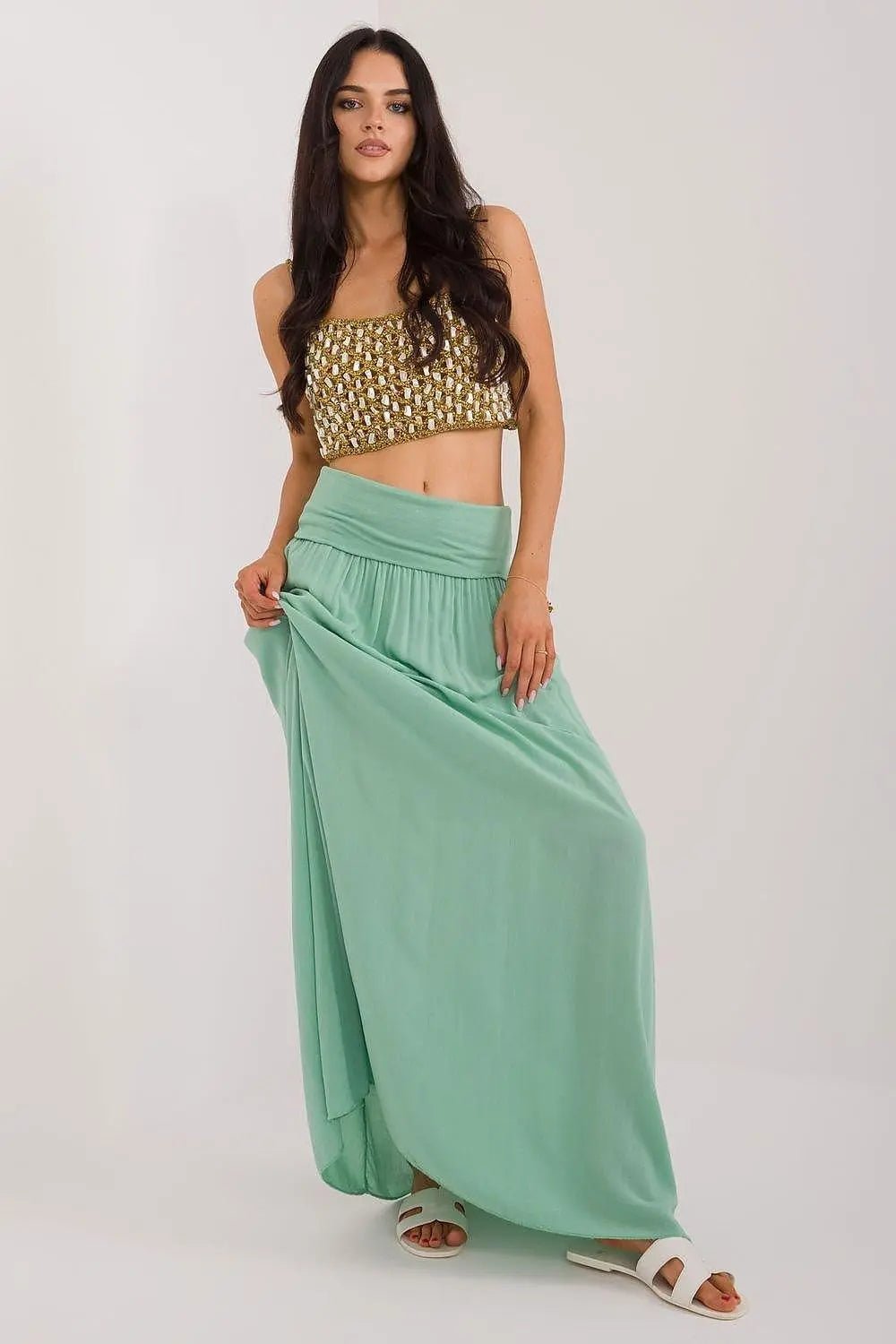 Och Bella smooth, solid material casual maxi skirt - Honesty Sales