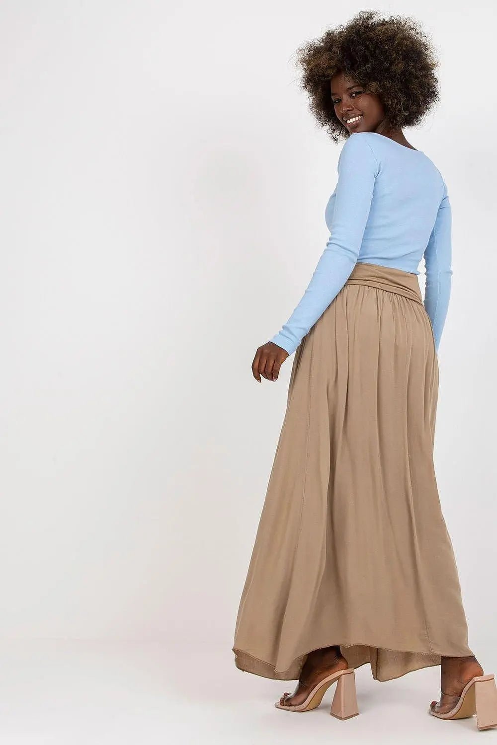 Och Bella smooth, solid material casual maxi skirt - Honesty Sales