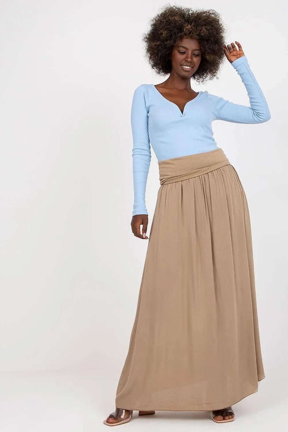 Och Bella smooth, solid material casual maxi skirt - Honesty Sales