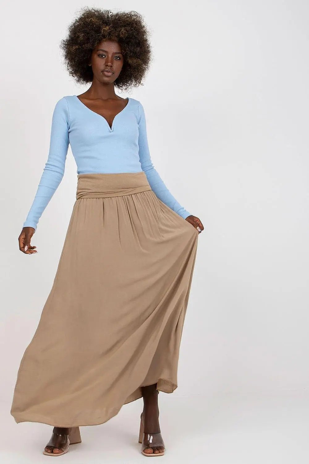 Och Bella smooth, solid material casual maxi skirt - Honesty Sales