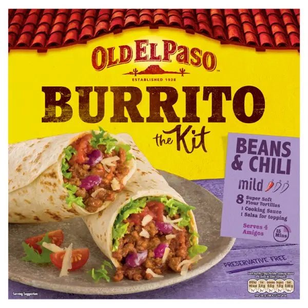 Old El Paso Burrito Kit Bean & Chilli Mild 620g (Case of 6) - Honesty Sales