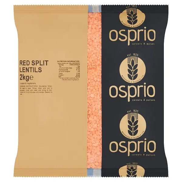 Osprio Red Split Lentils 2kg - Honesty Sales