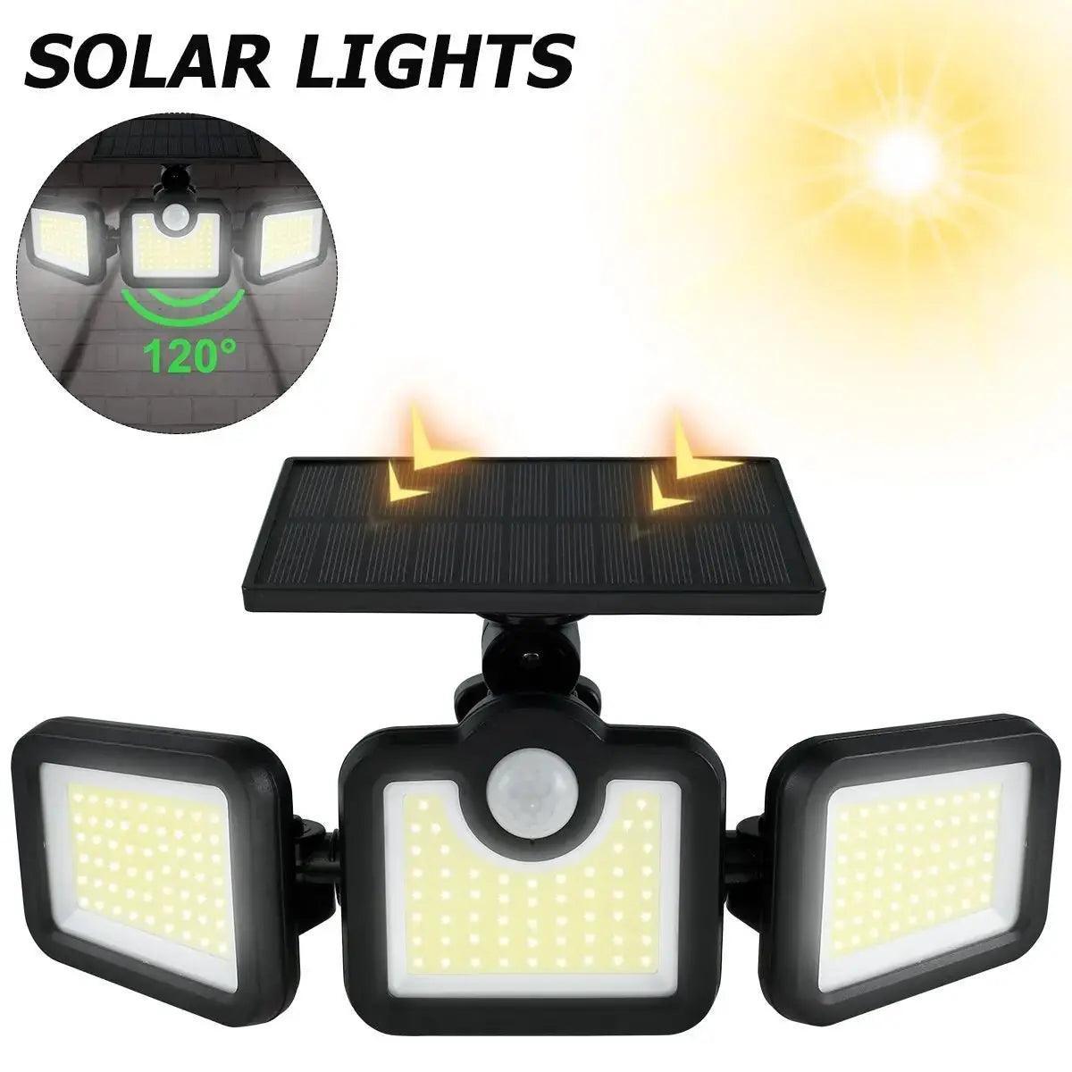 Outdoor Sconces Wall Lamp 3 Head Solar Security Motion Light - Honesty Sales