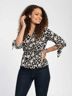 Peplum Blouse in Daisy Print - Honesty Sales