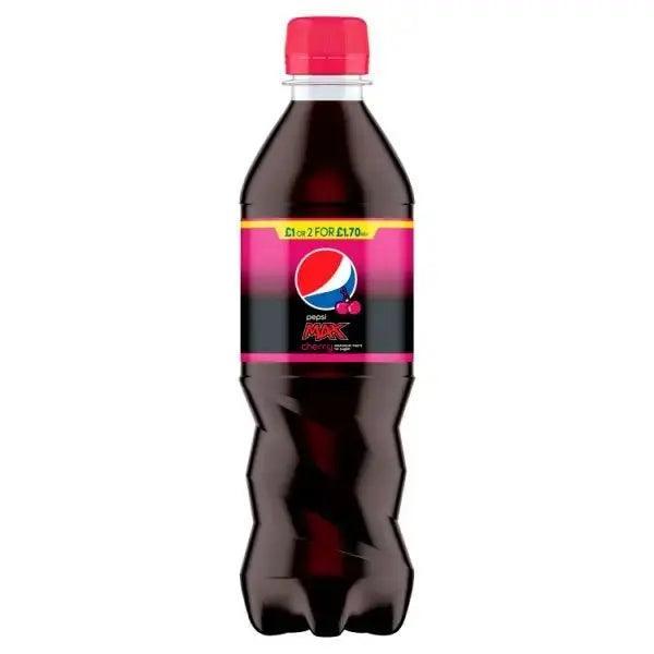 Pepsi Max Cherry No Sugar Cola Bottle PMP 500ml (Case of 12) - Honesty Sales