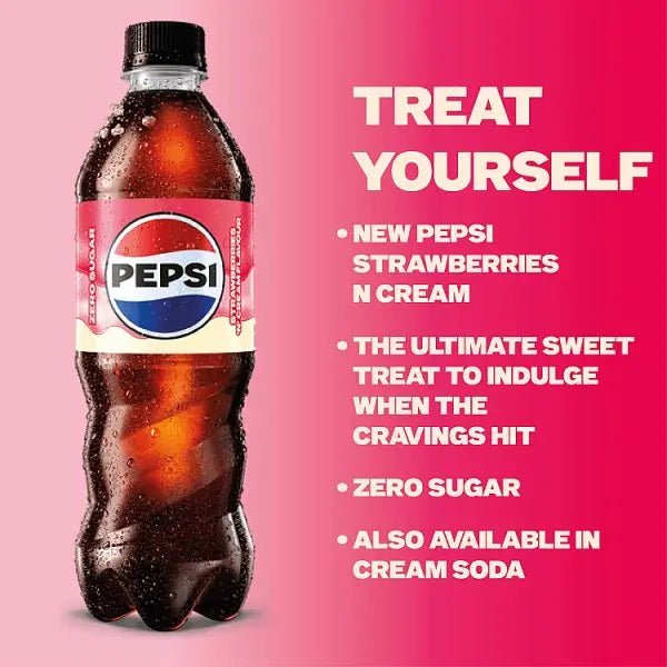 Pepsi Strawberries 'N' Cream Flavour PMP Bottles 12 x 500ml (Case of 12) - Honesty Sales