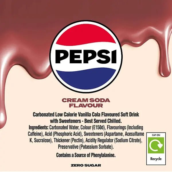 Pepsi Treats Cream Soda Flavour Cans 24 x 330ml (Case of 24) - Honesty Sales