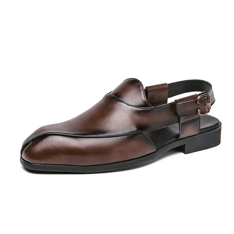 Plus Size Men's Slip - on Fashionable Breathable Lightweight British Style Leather Sandals - Honesty Sales