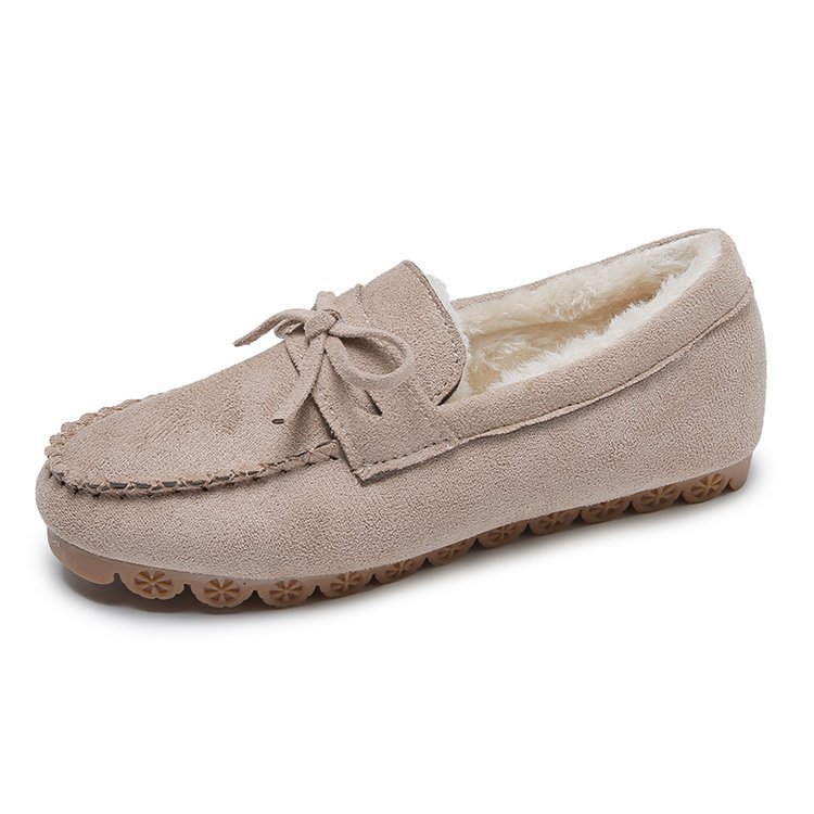 Plus - size Square - toe Chunky - soled Fleece - lined Stitched Shoes Snow Boots - Honesty Sales