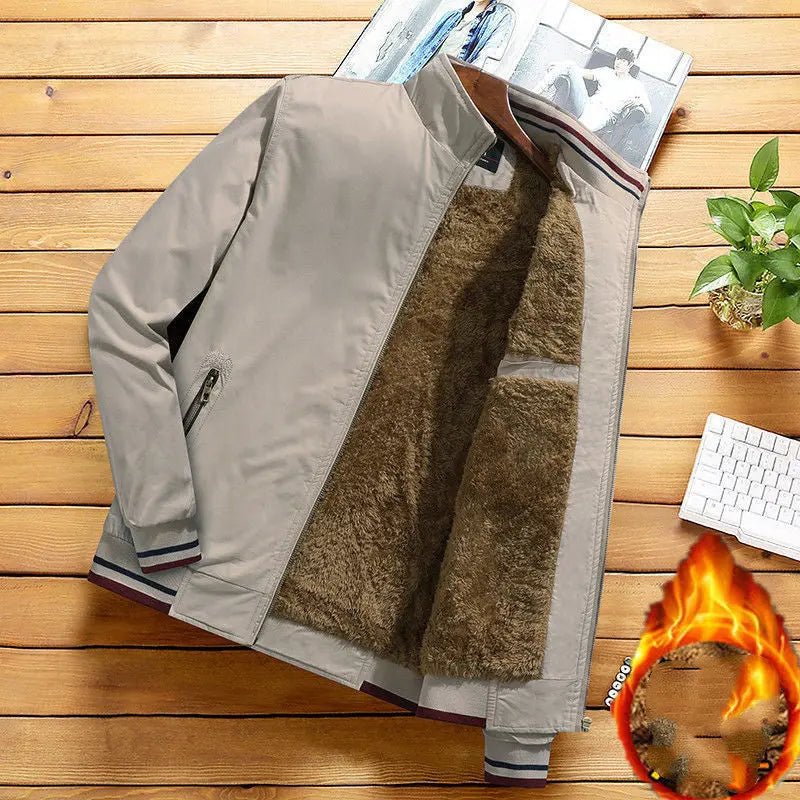 Plus Velvet Thick Middle Aged Men Jacket Winter - Honesty Sales