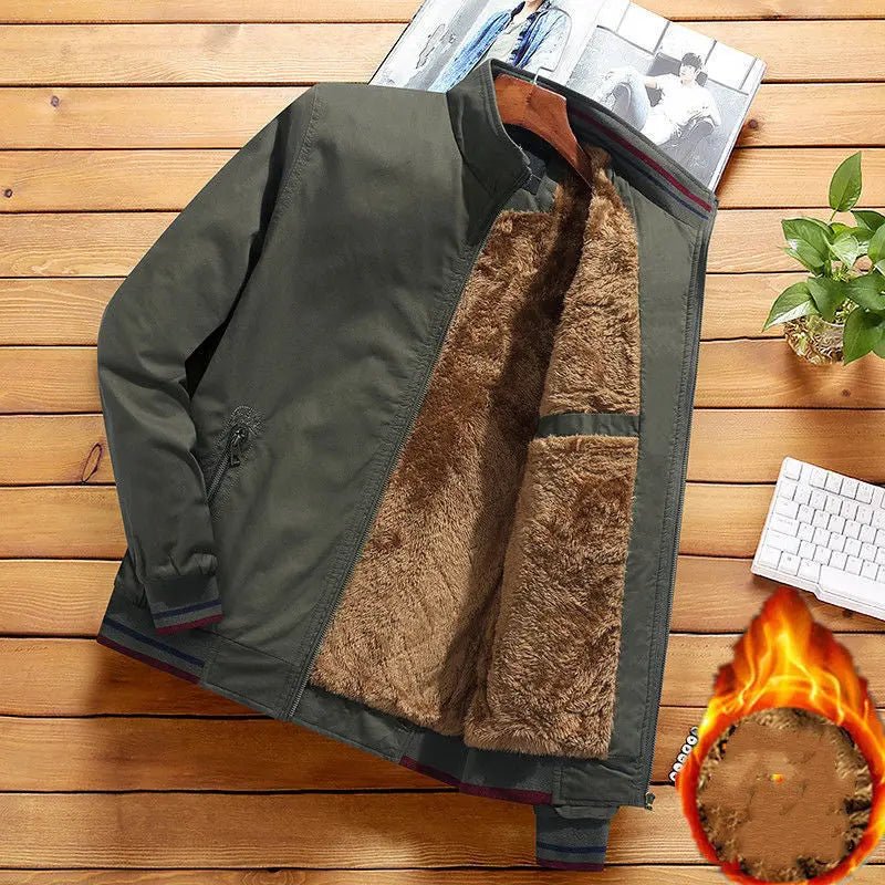 Plus Velvet Thick Middle Aged Men Jacket Winter - Honesty Sales