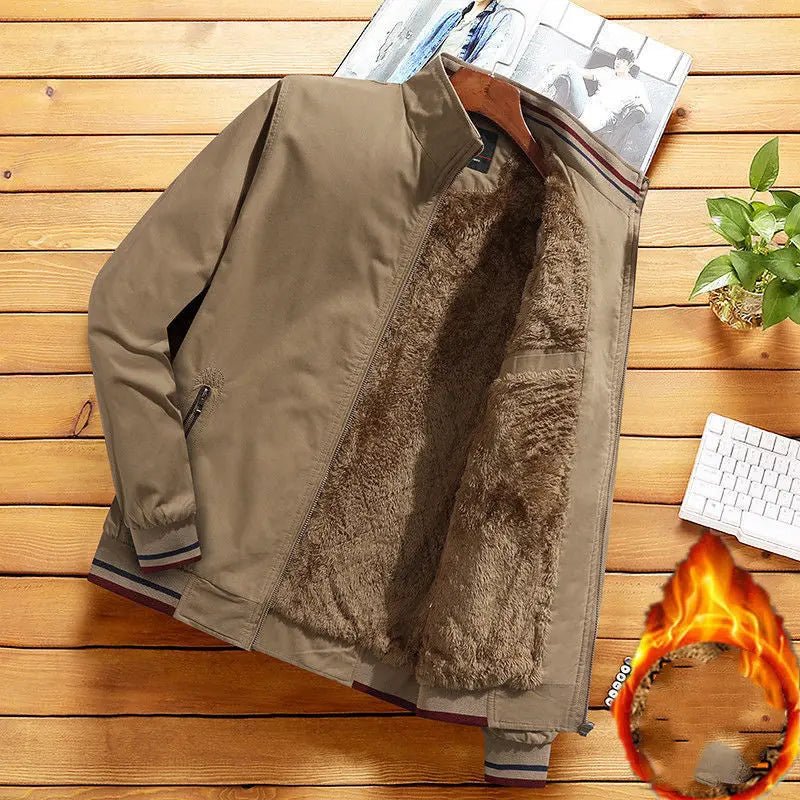 Plus Velvet Thick Middle Aged Men Jacket Winter - Honesty Sales