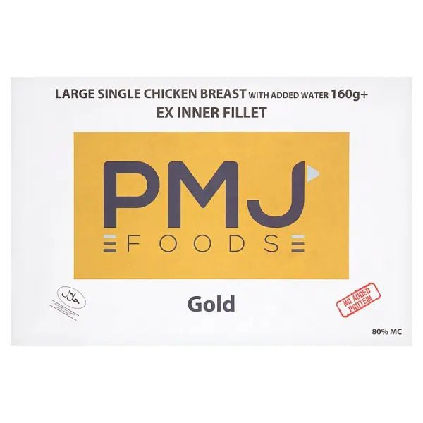 PMJ Foods Gold 80% Large Single Chicken Breast with Added Water 160g+ 10kg - Honesty Sales