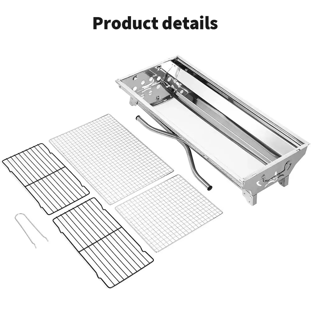Portable Folding BBQ Grill – Large Stainless Steel Barbecue Stove Holder for Outdoor Cooking & Camping - Honesty Sales