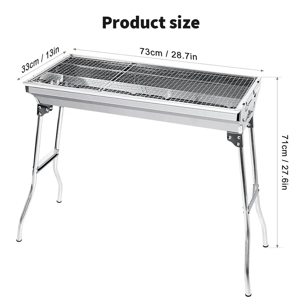 Portable Folding BBQ Grill – Large Stainless Steel Barbecue Stove Holder for Outdoor Cooking & Camping - Honesty Sales